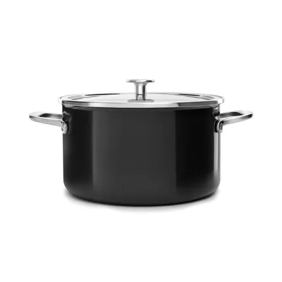 Zdjęcie produktu dla KitchenAid - Garnek emaliowany z pokrywką 6L - czarny