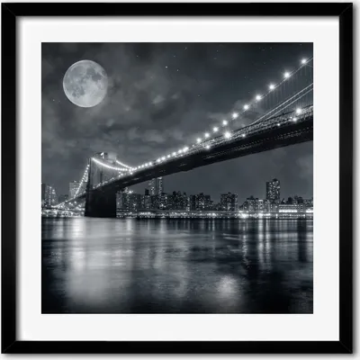 Produktbild von Bild - 50 cm x 50 cm - MDF - Rahmen, Wandkunst - Brooklyn-Brücke