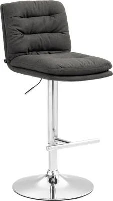 Imagen del producto de Taburete con tapicería de tela – Taburete alto – Asiento cómodo, diseño elegante. Color: Gris oscuro. Color base: Cromo