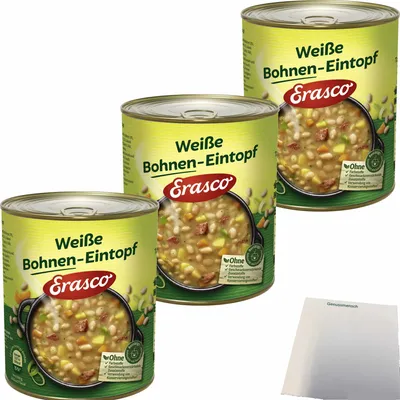 Produktbild von Erasco weiße Bohneneintopf 3er Pack (3x800g) + usy Block