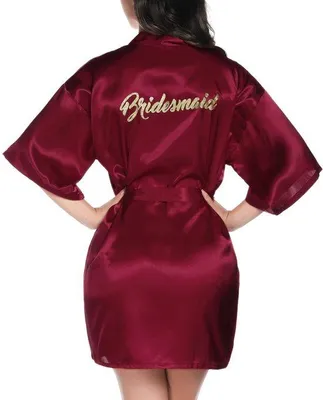 Produktbild von Satijnen Kimono Badjas in Fuchsia für Brautjungfrau