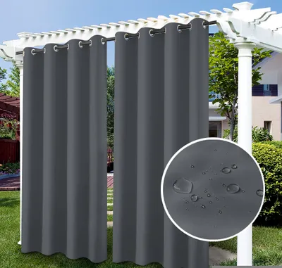 Obrázek produktu pro Topchances Set of 1 Oversize Indoor Outdoor Curtain Outside Curtain 254*213cm(W x H), Windproof Water Repellent Privacy Screen Sunshade UV Protection for Garden Patio Balcony, Dark Grey