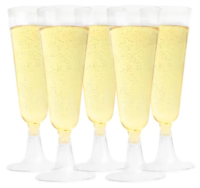 Kunststoff-Champagnerflöten, 150 ml, transparent, 25 Stück, wiederverwendbar