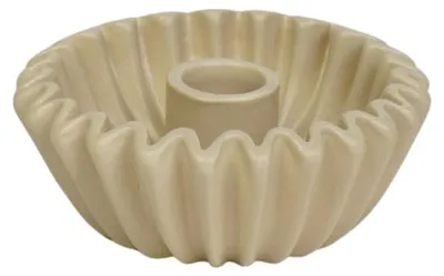Productafbeelding van Geplooide kandelaar - Zandkleurig - 12x12x4,5 cm