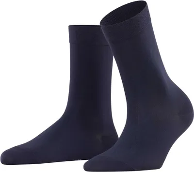 Produktbild von FALKE Damen Socken - Baumwolle Touch, Baumwolle, Bündchen, Logo, einfarbig, lang Dunkelblau 39-42