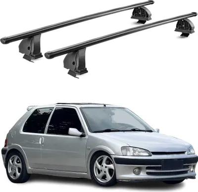 Productafbeelding van Stalen dakdragers voor Peugeot 106, model 5-deurs, bouwjaar 1991-2003, afsluitbaar, 2-delig, zwart