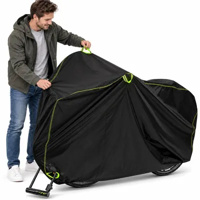 Produktbild von Wasserdichte Fahrradabdeckung Outdoor, reißfeste Fahrradplane aus 210D Oxford-Gewebe, UV-Schutz, Belüftung, mit Schlossloch