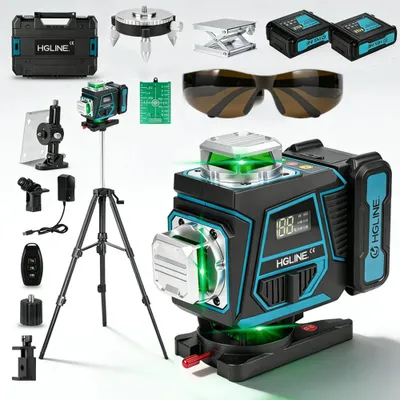 Immagine prodotto di Livella laser - Livella laser a 16 linee, 4D, con proiezione di linee orizzontali e verticali a 360° - Autolivellamento ±3° - Precisione ±1 mm/7 m - Portata 25 m - Kit completo