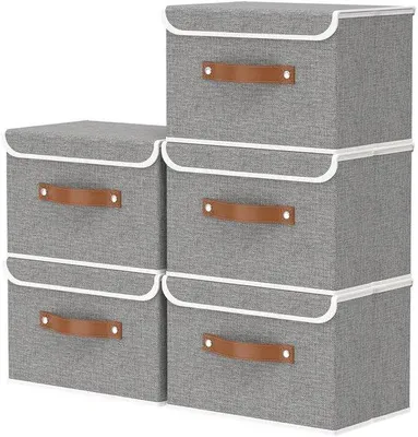 Produktbild von Azomor®️ Faltbare Aufbewahrungsboxen Set mit Deckel für Kleidung und mehr in Grau