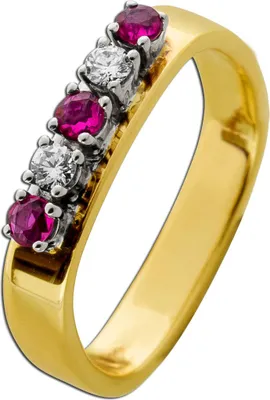 Produktbild von Rubinring Gold 585 14K rote Rubine 0.30ct.Brillanten 0.12ct 18