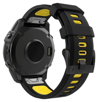 Immagine prodotto di Bracciale in silicone QuickFit da 22 mm, compatibile con Garmin – nero/giallo