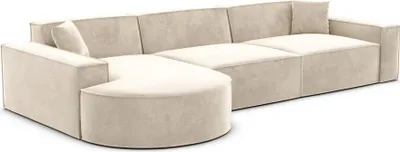 Produktbild von Samtstoff L-Form Sofa Brevia Creme Links