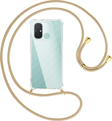 Produktbild von Handykette Backcover-Schutzhülle mit Band (Metall goldfarben) für Xiaomi Redmi 12C (6.71'') - caramel