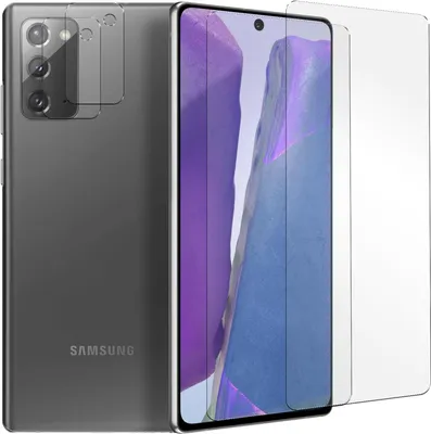 A smartphone and screen protectors are displayed against a white background.