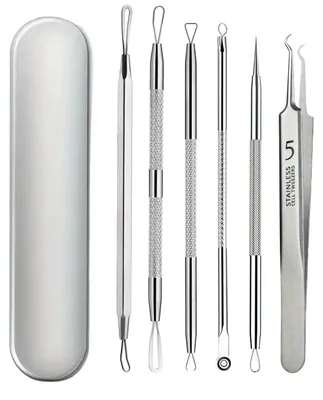Produktbild von Mitesserentferner-Set, Edelstahl, Ergonomisches Design, 6Stk(Eisenbox)