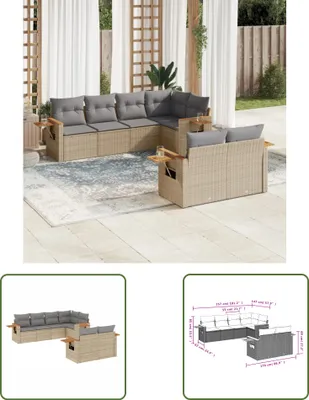 Produktbild von The Living Store 7-tlg. Garten-Sofagarnitur mit Kissen Grau Poly Rattan