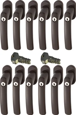 Produktbild von ABUS FG200 B  abschließbarer Fenstergriff, braun im Set 12 Stück