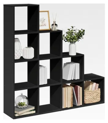 Produktbild von Bücherregal, 4 Ebenen, Schwarz, 131,5 x 29 x 131,5 cm, Holzwerkstoff