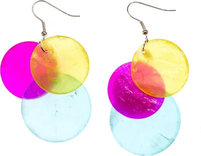 Produktbild von Perlmutt Ohrringe Miniblings Perlmuttscheiben Hippie Boho Blau Pink Gelb
