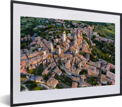 Produktbild von MuchoWow® MuchoWow® Gerahmtes Poster Sonnenaufgang über der ummauerten toskanischen Stadt in Italien 40x30 cm - Poster mit zchwarzem Bilderrahmen - Bilderrahmen - Poster im Rahmen
