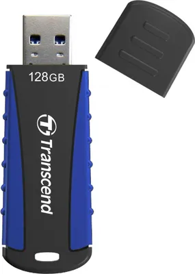 Zdjęcie produktu dla Transcend JetFlash 810, 128 GB, USB Typu-A, 3.2 Gen 1 (3.1 Gen 1), Pokrywka, 12,9 g, Czarny, Niebieski