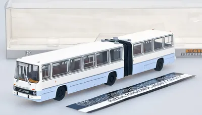 Produktbild von Brekina Gelenkbus Ikarus 280 weiß/blau, 4türig 59718