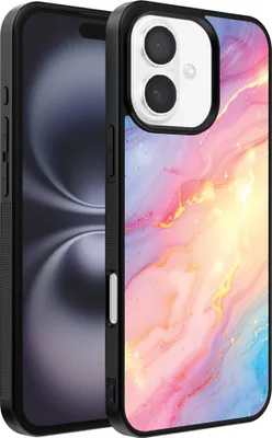 Produktbild von Smartphonica Telefon Fall geeignet für iPhone 16 mit Regenbogen Glitter Marble Print - TPU Backcover Fall Regenbogen Glitter Marble Design
