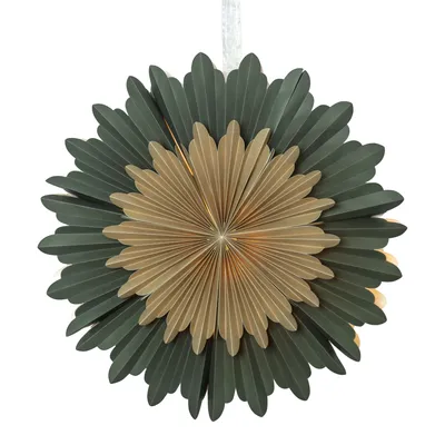 Produktbild von Papierstern CRYSTAL - hängend - D: 55cm - mit Band - 2-lagig gefaltetes Papier mit Dekor - grün/gold