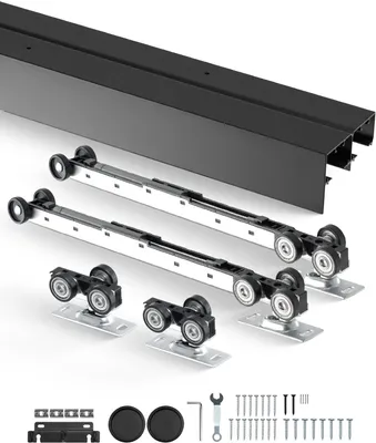 Obrázok produktu pre Súprava koľajníc pre posuvné dvere Hardvér dvojité koľajnice 2438 mm Systém posuvných dverí