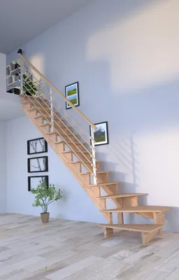 Produktbild von Holztreppe Lindos (Eiche) in  1/4 gewendelter Ausführung links-100 cm-Design Geländer Holzrundstäbe-ohne Setzstufen