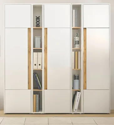 Produktbild von Aktenschrank Set Center in weiß und Wotan Eiche Stauraumschrank und Regal 190 cm