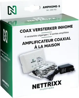 Productafbeelding van NETTRIXX - Coax-versterker inhome 4, met 4 versterkte uitgangen. Artikelnummer: 200152