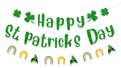 St. Patrick's Day Girlande, grün, Glitzer, 1 Set, 18,5 cm