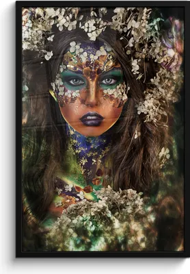 Produktbild von MuchoWow® MuchoWow® Gerahmtes Poster Frau - Blumen - Farbe 60x90 cm - Poster mit zchwarzem Bilderrahmen - Kunst