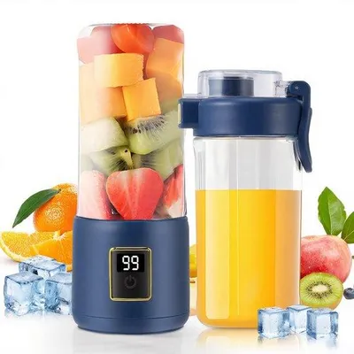 Obrázek produktu pro Ručně vyrobený mini mixér – 12 palců – přenosný – ideální pro cestování – mini mixér na smoothie – ideální pro smoothie, ovoce a dětskou výživu – tmavě modrá barva