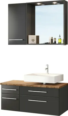 Produktbild von Held Möbel Unterbecken-Set Davos 90 cm -D- (rechts) graphit/matt grau