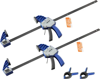Immagine prodotto di Morsetti a barra VEVOR per la lavorazione del legno 2 pz. 60,96 cm di apertura, morsetto a F Quick-Grip con limite di carico di 154 kg, profondità 84,6 mm, set di morsetti in plastica e Acciaio al carbonio, lavorazione del metallo