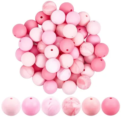 Imagen del producto de 90 cuentas de silicona rosa para la creación de joyas