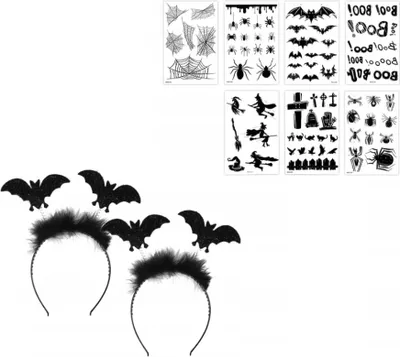 Produktbild von Halloween-Haarbänder 2 Stück und temporäre Tattoos 7 Blatt