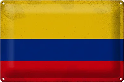 Produktbild von Blechschild Flagge Kolumbien 30x20cm Flag Colombia Vintage