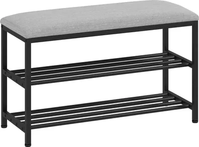Productafbeelding van Bank met opbergruimte, schoenenrek, zwart, 81x31x50 cm