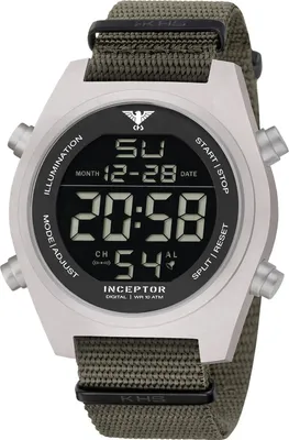 KHS INCSD.NSGO Herrenuhr Inceptor Stahl Digital Olivgrün 1