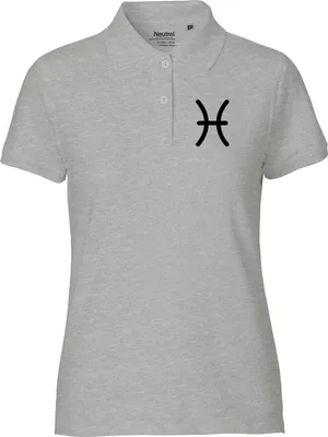 Produktbild von Huuraa Damen Polo Shirt Fische Sternzeichen Zeichen XL Sport Grey Bio Baumwolle Fairtrade Poloshirt Geschenkidee