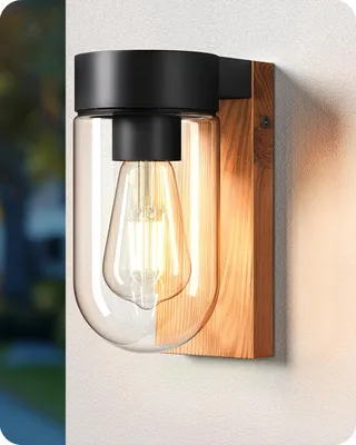Produktbild von EDISHINE Wandleuchte Außen, Wandlampe mit Klarglas, IP44 Außenleuchte für Terrasse, Vordach und Garten