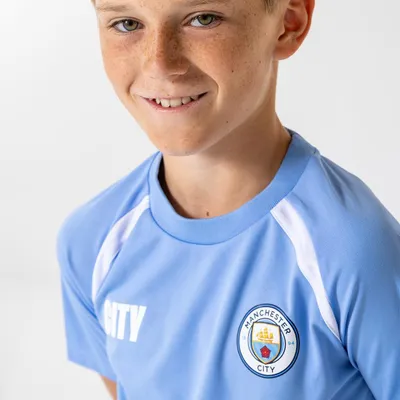 Image de Manchester City Tenue de Football Enfants 25/26 - Taille 140 - Bleu - Garçons & Filles - Tenue de Football - Vêtements de Football