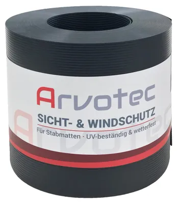 Produktbild von Arvotec Sichtschutzstreifen | 25m Rolle, 'Rillen-Optik' Anthrazit | besonders Stark mit 1,1 mm, keine Klemmschienen nötig | UV- und witterungsbeständig