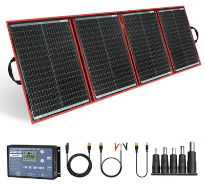 Obrázok produktu pre Prenosný, skladací solárny panel s 12V regulátorom, monokryštalický, určený na kempovanie a cestovanie