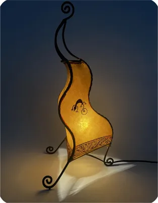 Produktbild von Orientalische Lampe Hennalampe marokkanische Lederlampe Tischleuchte Stehleuchte Essaouira Gecko 50 cm, gelb