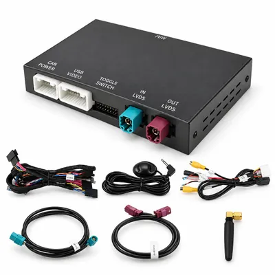 Imagen del producto de Interfaz CarPlay y Android Auto sin cables para BMW CIC, con conexión LVDS de 4 pines, control iDrive, función Mirror Link y soporte para cámara de visión trasera