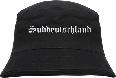 Produktbild von Süddeutschland Fischerhut - Altdeutsch - bestickt -  Bucket Hat Anglerhut Hut  Schwarz L/XL